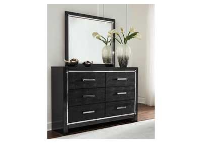 Kaydell King/California King Upholstered Panel Headboard Bed with Mirrored Dresser,Signature Design By Ashley
