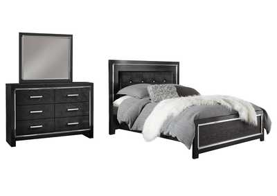 Image for Kaydell Queen Upholstered Panel Bed with Mirrored Dresser