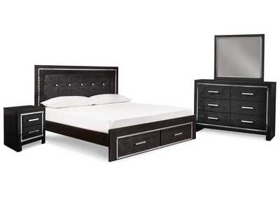 Kaydell King Upholstered Panel Bed with Mirrored Dresser and Nightstand,Signature Design By Ashley