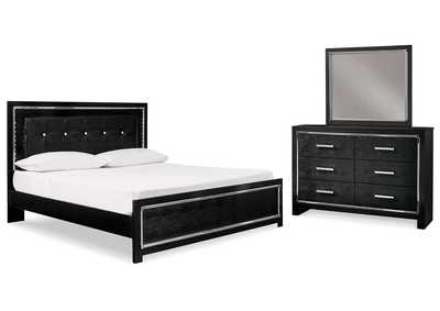 Kaydell King Upholstered Panel Bed with Mirrored Dresser,Signature Design By Ashley