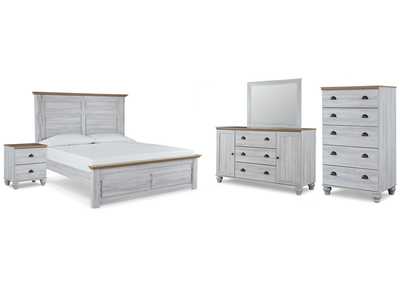 Haven Bay King Panel Bed with Mirrored Dresser, Chest and Nightstand,Signature Design By Ashley