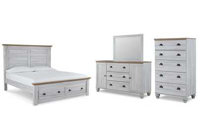 Haven Bay King Panel Storage Bed with Mirrored Dresser and Chest,Signature Design By Ashley