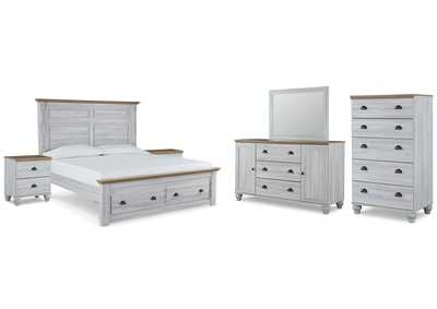 Haven Bay King Panel Storage Bed with Mirrored Dresser, Chest and 2 Nightstands,Signature Design By Ashley