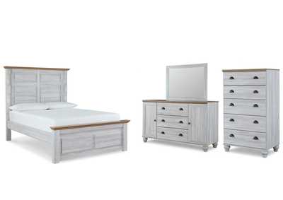 Haven Bay Queen Panel Bed with Mirrored Dresser and Chest,Signature Design By Ashley