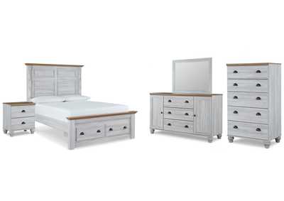 Haven Bay Queen Panel Storage Bed with Mirrored Dresser, Chest and Nightstand,Signature Design By Ashley