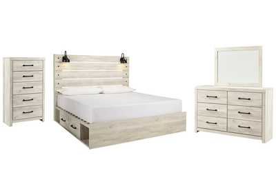 Image for Cambeck King Panel Bed with 2 Storage Drawers with Mirrored Dresser and Chest
