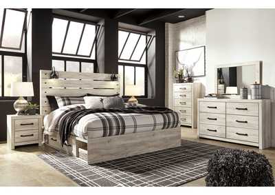 Cambeck King Panel Bed with 4 Storage Drawers with Mirrored Dresser, Chest and 2 Nightstands,Signature Design By Ashley