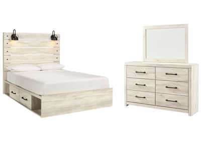 Image for Cambeck Queen Panel Bed with 4 Storage Drawers with Mirrored Dresser