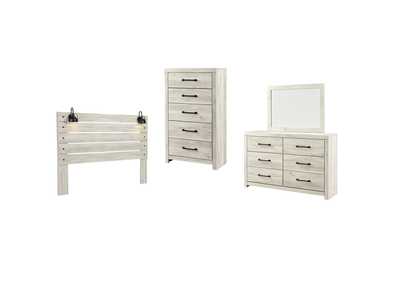 Image for Cambeck King Panel Headboard Bed with Mirrored Dresser and Chest
