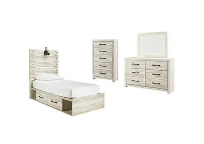 Image for Cambeck Twin Panel Bed with 2 Storage Drawers with Mirrored Dresser and Chest