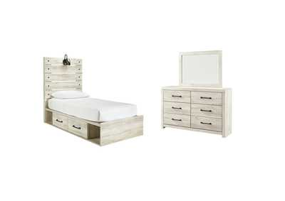Image for Cambeck Twin Panel Bed with 2 Storage Drawers with Mirrored Dresser