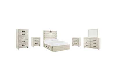 Image for Cambeck Full Panel Bed with 2 Storage Drawers with Mirrored Dresser, Chest and 2 Nightstands