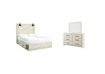 Image for Cambeck Queen Panel Bed with 2 Storage Drawers with Mirrored Dresser