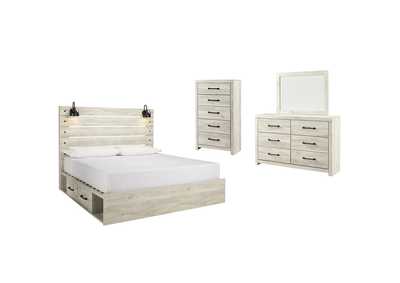Image for Cambeck King Panel Bed with 2 Storage Drawers with Mirrored Dresser, Chest and Nightstand