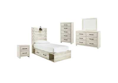 Image for Cambeck Twin Panel Bed with 4 Storage Drawers with Mirrored Dresser, Chest and Nightstand