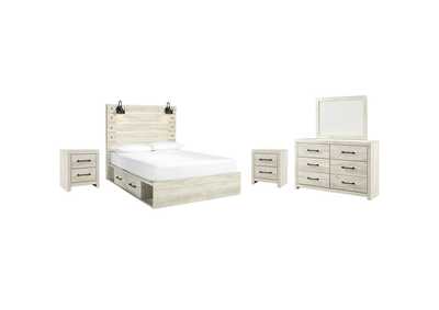 Cambeck Queen Panel Bed with 4 Storage Drawers with Mirrored Dresser and 2 Nightstands,Signature Design By Ashley