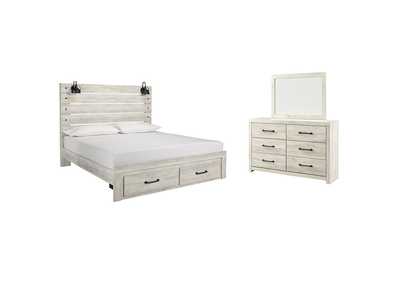 Image for Cambeck King Panel Bed with 2 Storage Drawers with Mirrored Dresser
