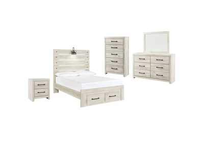 Image for Cambeck Full Panel Bed with 2 Storage Drawers with Mirrored Dresser, Chest and Nightstand