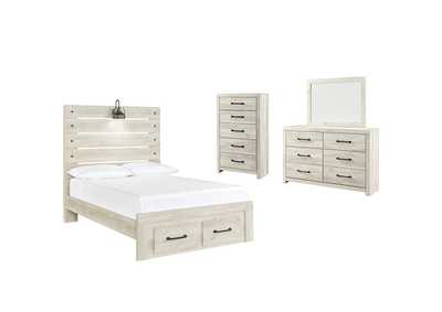 Image for Cambeck Full Panel Bed with 2 Storage Drawers with Mirrored Dresser and Chest