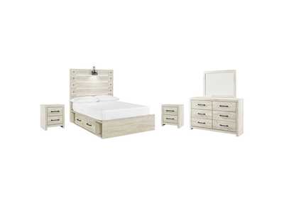 Image for Cambeck Full Panel Bed with 4 Storage Drawers with Mirrored Dresser and 2 Nightstands