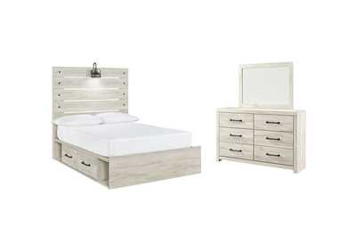 Image for Cambeck Full Panel Bed with 4 Storage Drawers with Mirrored Dresser