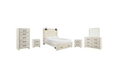 Image for Cambeck Queen Panel Bed with 2 Storage Drawers with Mirrored Dresser, Chest and 2 Nightstands