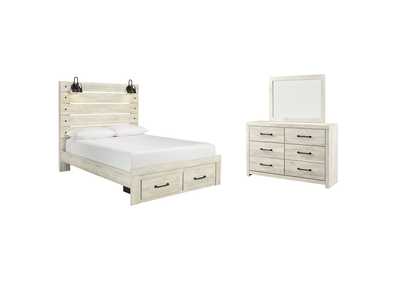 Image for Cambeck Queen Panel Bed with 2 Storage Drawers with Mirrored Dresser