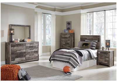Derekson Twin Panel Headboard Bed with Mirrored Dresser, Chest and Nightstand,Benchcraft