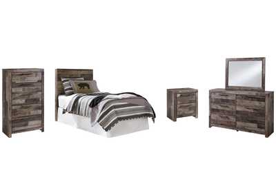 Image for Derekson Twin Panel Headboard Bed with Mirrored Dresser, Chest and Nightstand