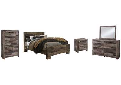 Derekson Queen Panel Bed with Mirrored Dresser, Chest and Nightstand,Benchcraft