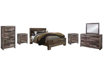 Derekson Queen Panel Bed with Mirrored Dresser, Chest and 2 Nightstands,Benchcraft