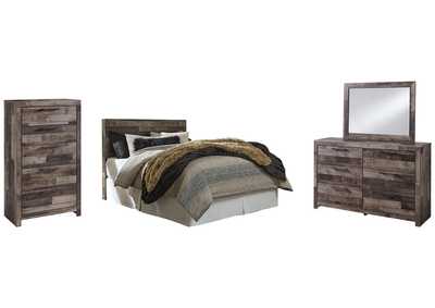 Derekson Queen/Full Panel Headboard Bed with Mirrored Dresser and Chest,Benchcraft