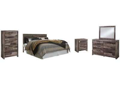 Derekson King Panel Headboard Bed with Mirrored Dresser, Chest and Nightstand,Benchcraft