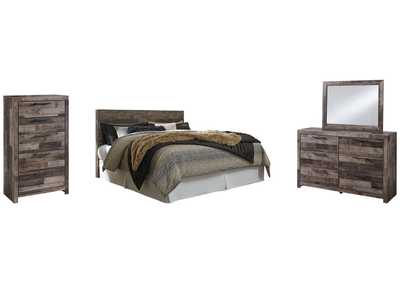 Derekson King Panel Headboard Bed with Mirrored Dresser and Chest,Benchcraft