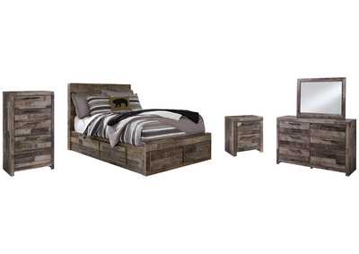 Image for Derekson Full Panel Bed with 6 Storage Drawers with Mirrored Dresser, Chest and Nightstand