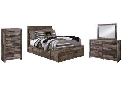 Image for Derekson Full Panel Bed with 6 Storage Drawers with Mirrored Dresser and Chest