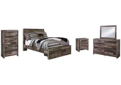 Image for Derekson Full Panel Bed with 2 Storage Drawers with Mirrored Dresser, Chest and Nightstand