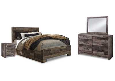 Image for Derekson Queen Panel Bed with 2 Storage Drawers with Mirrored Dresser and 2 Nightstands