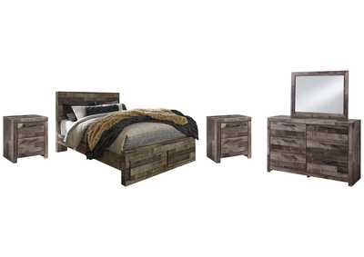 Image for Derekson Queen Panel Bed with 2 Storage Drawers with Mirrored Dresser, Chest and Nightstand