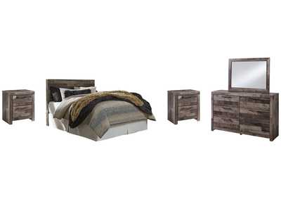 Image for Derekson Queen/Full Panel Headboard Bed with Mirrored Dresser and 2 Nightstands