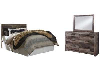 Derekson Queen/Full Panel Headboard Bed with Mirrored Dresser,Benchcraft