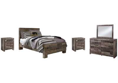 Derekson Full Panel Bed with Mirrored Dresser and 2 Nightstands,Benchcraft