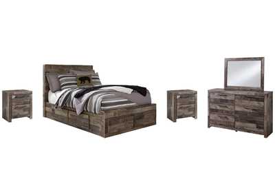 Image for Derekson Full Panel Bed with 6 Storage Drawers with Mirrored Dresser and 2 Nightstands