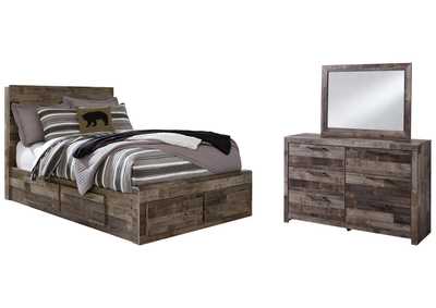 Image for Derekson Full Panel Bed with 6 Storage Drawers with Mirrored Dresser
