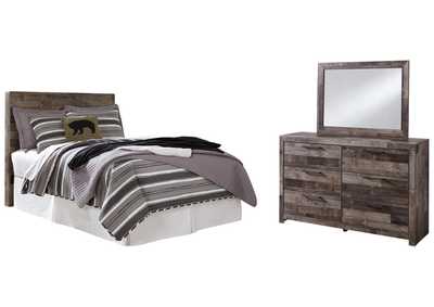 Derekson Full Panel Headboard Bed with Mirrored Dresser
