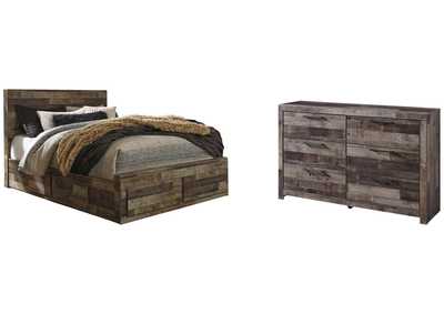 Derekson Queen Panel Bed with 4 Storage Drawers with Dresser,Benchcraft