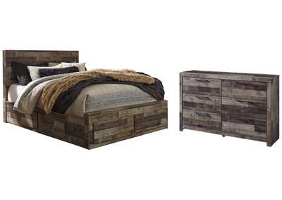 Derekson Queen Panel Bed with 6 Storage Drawers with Dresser,Benchcraft