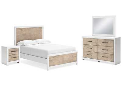 Charbitt Full Panel Bed with Mirrored Dresser and Nightstand