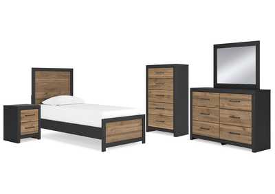 Vertani Twin Panel Bed with Mirrored Dresser, Chest and Nightstand,Signature Design By Ashley