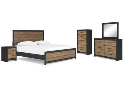 Vertani King Panel Bed with Mirrored Dresser, Chest and Nightstand,Signature Design By Ashley